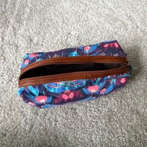 Colorful Floral Zip Pouch — Blue, Pink & Teal